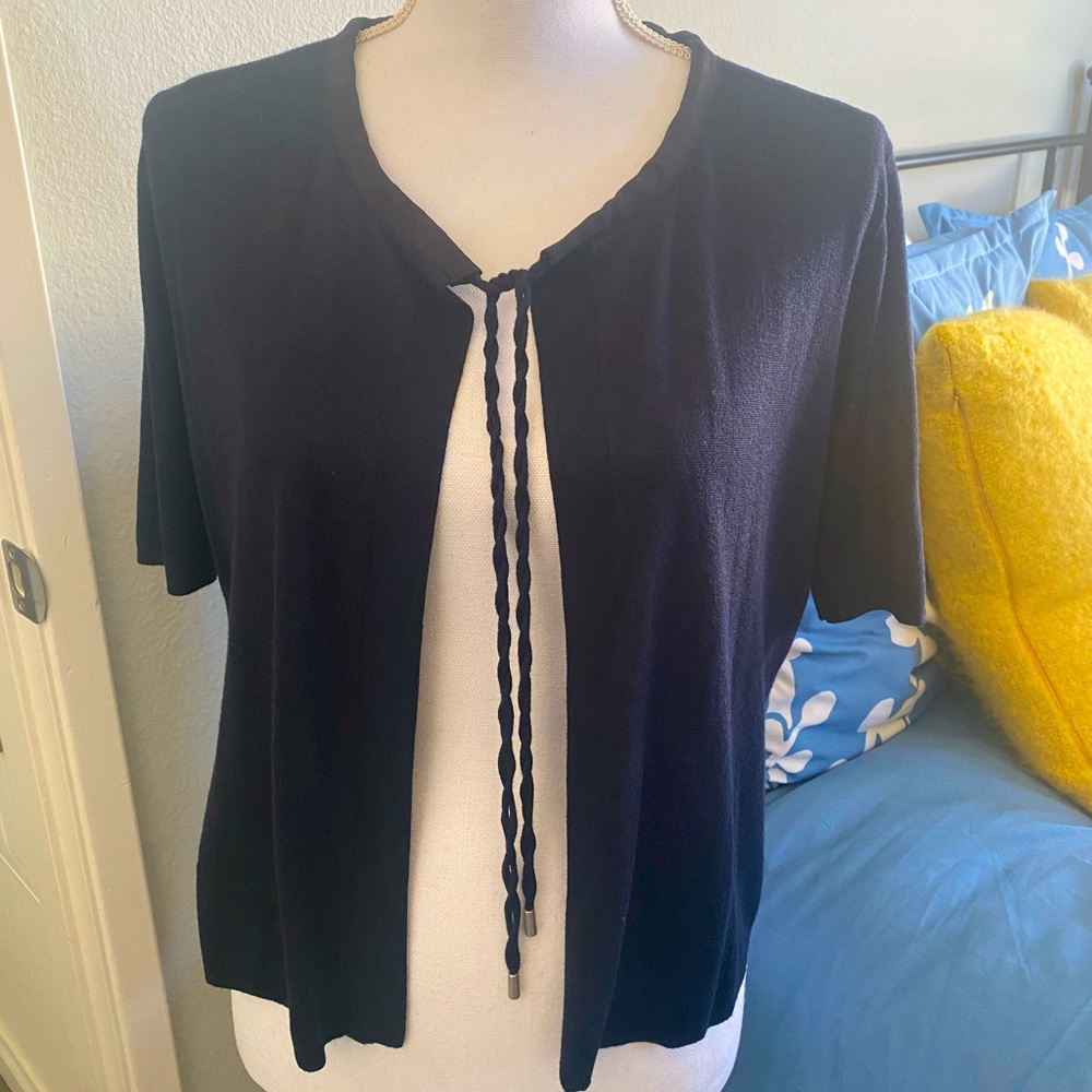 *NWT* Tahari | Tie Front Cardigan Sweater | Navy/Midnight Dream | Size Large
